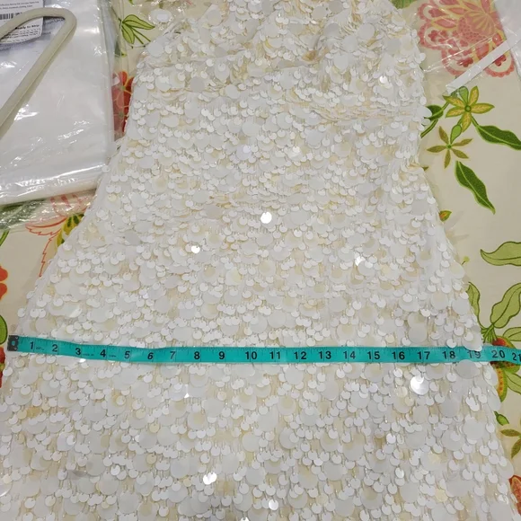 J Crew Collection circle-sequin halter dress $498 Retail Size 00 White